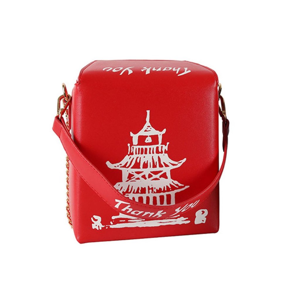 Tigerstars Red Chinese Takeout Box Top Handle Bag